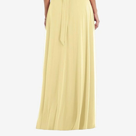 After Six 1548..Tie-Back Cutout Maxi Dress with Front Slit..Pale Yellow...Sz 8 - Picture 4 of 7